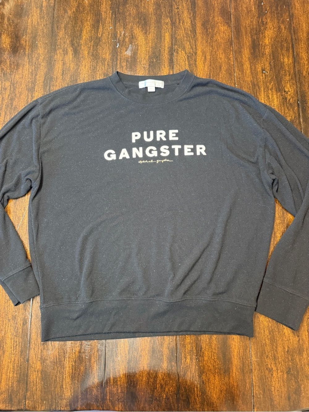 Pure Barre Black 'PURE GANGSTER' Crewneck light weight pullover